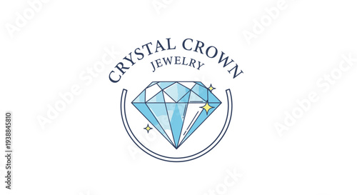 Crystal Crown Jewelry Diamond Logo Design.