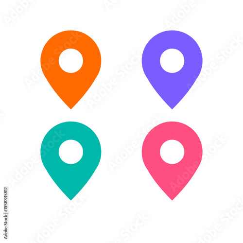 Multicolor Location Pin Icons Map Navigation Markers