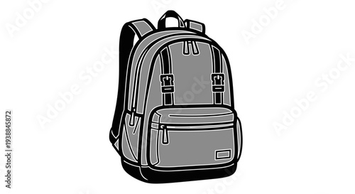 Gray Backpack with Multiple Pockets.