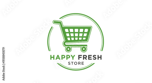 Green Shopping Cart Logo Design Element.