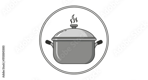Gray Illustration of a Cooking Pot.