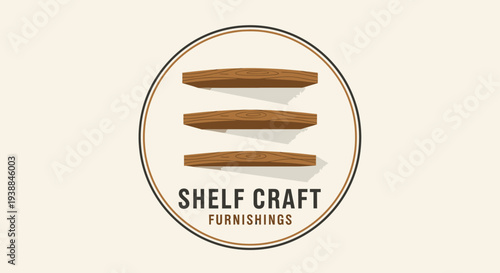 Shelf Craft Furnishings Wooden Shelf Logo Design.