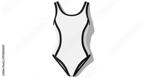 White Swimsuit with Black Trimming Detail.
