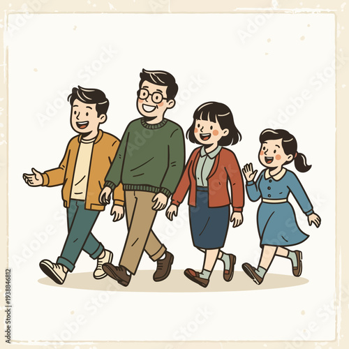 Group of Children Walking Together.