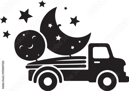 Cute baby toy truck design featuring a simple and playful vehicle illustration perfect for nursery decor, baby shower crafts, kids’ room wall art, and DIY projects.