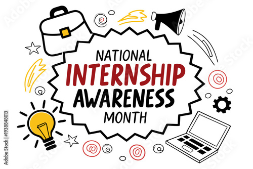 NATIONAL INTERNSHIP AWARENESS MONTH vector illustration isolated on white background