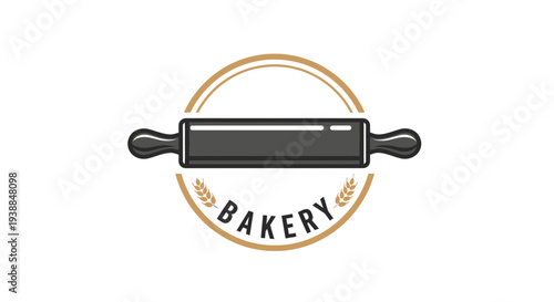 Black Rolling Pin Bakery Logo Design.