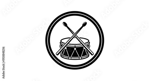 Drum and Drumsticks in Circle Icon.