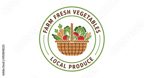 Farm Fresh Vegetables Local Produce Logo.