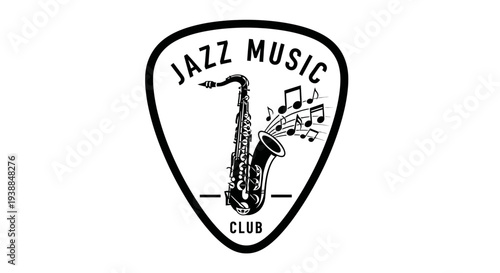 Jazz Music Club Logo with Saxophone.