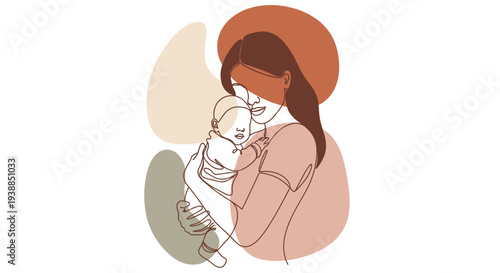 Mother Breastfeeding Baby Tender Moment Illustration 1.