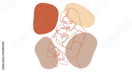 Mother Breastfeeding Baby Tender Moment Illustration.