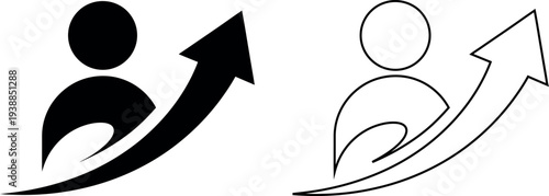 Stylized human figures with arrows