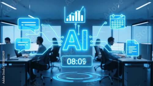 Artificial Intelligence at the Forefront of Modern Business Operations, Enhancing Productivity and Data Management in a Connected Office Environment