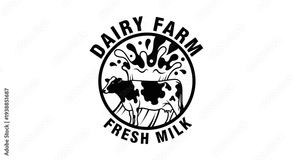 Obraz premium Dairy Farm Fresh Milk Logo Design.