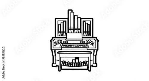 Classic Pipe Organ Musical Instrument Illustration.