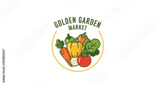 Colorful Vegetables in Golden Garden Logo.