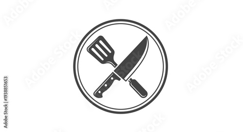 Crossed Knife and Spatula Illustration.