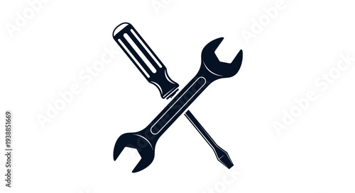 Crossed Wrenches Tool Illustration.