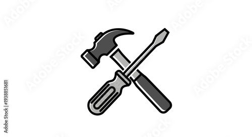 Crossed Hammer and Screwdriver Tools 1.