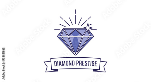 Luxury Diamond Icon with Ribbon Banner.