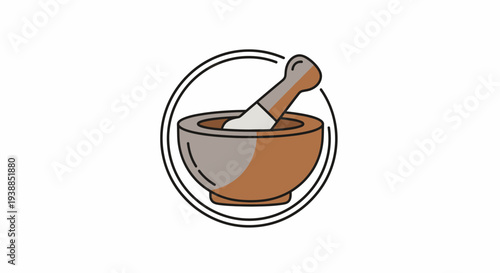 Mortar and Pestle Icon Illustration Design.