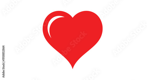 Isolated red heart symbol on a white background representing love and affection in a simple and clean design perfect for various uses.