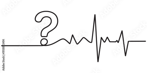 Hand drawn question mark with heartbeat line concept uncertainty health medical decision