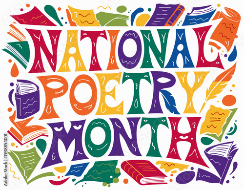 Writing and Poem Concept Vector Illustration, National Poetry Month Design