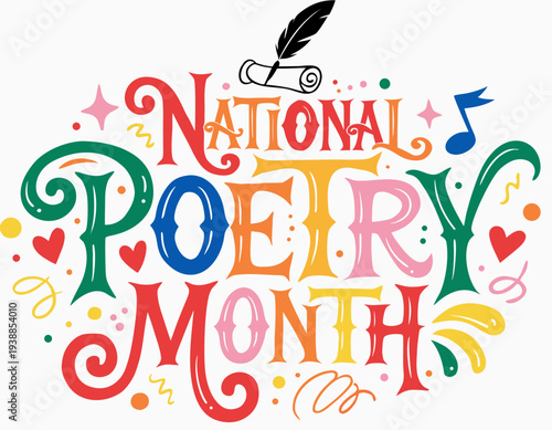 Writing and Poem Concept Vector Illustration, National Poetry Month Design