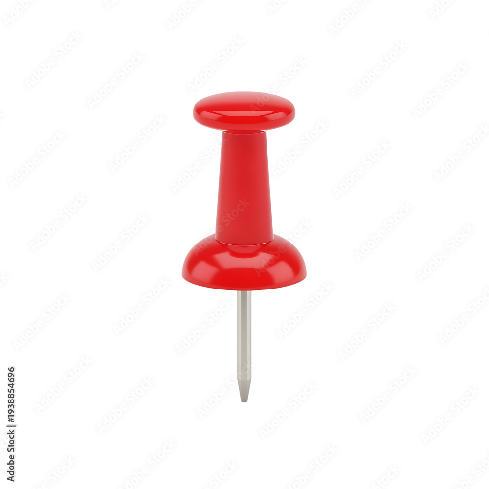 Fototapeta premium Bright red push pin isolated with sharp metal tip