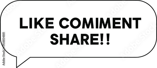 Modern Black and White Chat Bubble Illustration with Bold Text for Social Media Engagement, Comment, Like, Share, and Communication Concept