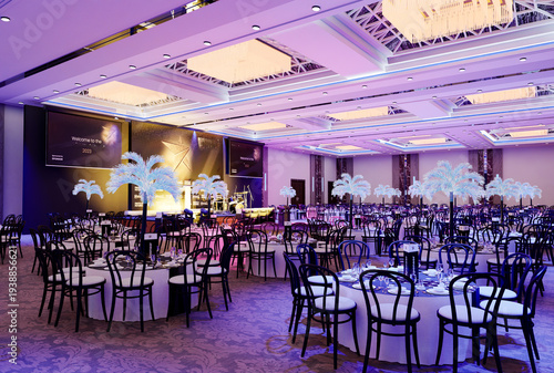 Tableau sur toile 3D render of a grand ballroom interior set up for a luxury corporate gala and aw