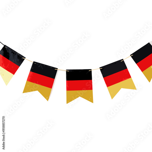 Germany flag bunting, a festive decoration with the national colors displayed on individual pennants strung together