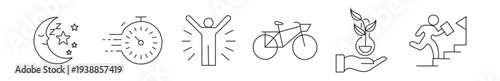 Healthy Lifestyle Activities Line Icons Set