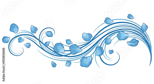 Blue Swirls with Petals Tra...