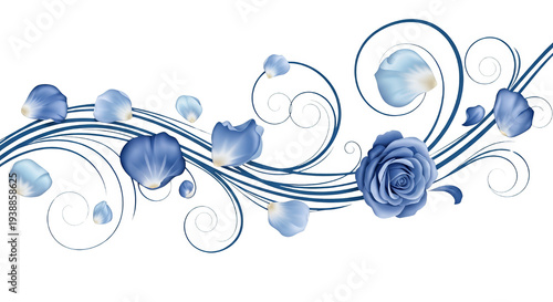 Blue Rose Petal Swirl Ornam...