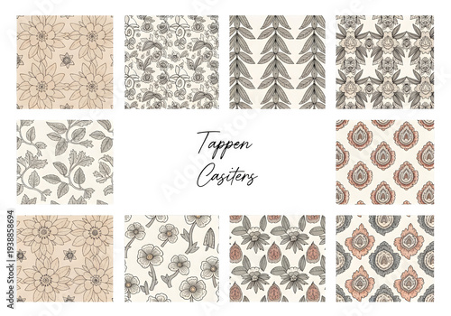 Boho Floral Patterns Cream ...