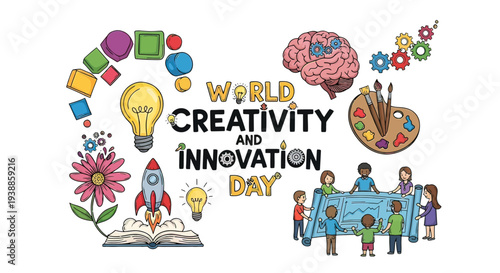 Creative Innovation Day Concept with Colorful Illustrations.