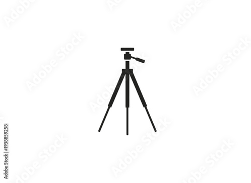 Black tripod icon simple design for photography and videography on transparent background silhouette