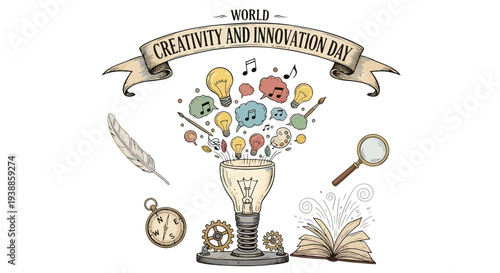 Creativity and Innovation Day Concept with Lightbulb.