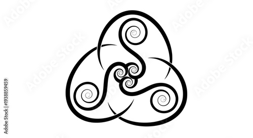 Intricate black spiral design with celtic knotwork on transparent background silhouette