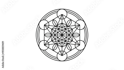 Intricate geometric mandala design with floral patterns and symmetry on white background for meditation and spiritual growth