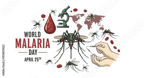 Mosquitoes and Malaria Day Illustration Details.