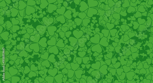 Repeating clover pattern with dark green shapes on transparent background silhouette
