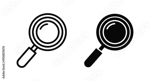 A simple black and white illustration of two magnifying glasses on a plain background