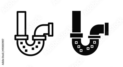 A black and white illustration of two pipe symbols with different designs