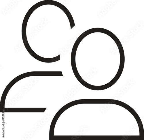 Print, Group profile icon, team members silhouette for community and collaboration UI design