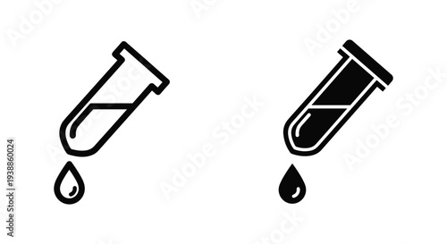 Two test tubes with liquid drops on a white background in a laboratory setting