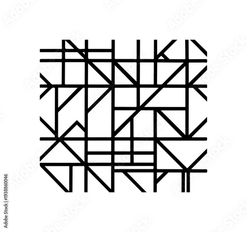Geometric Abstract Vector Art with Symmetrical Black Lines